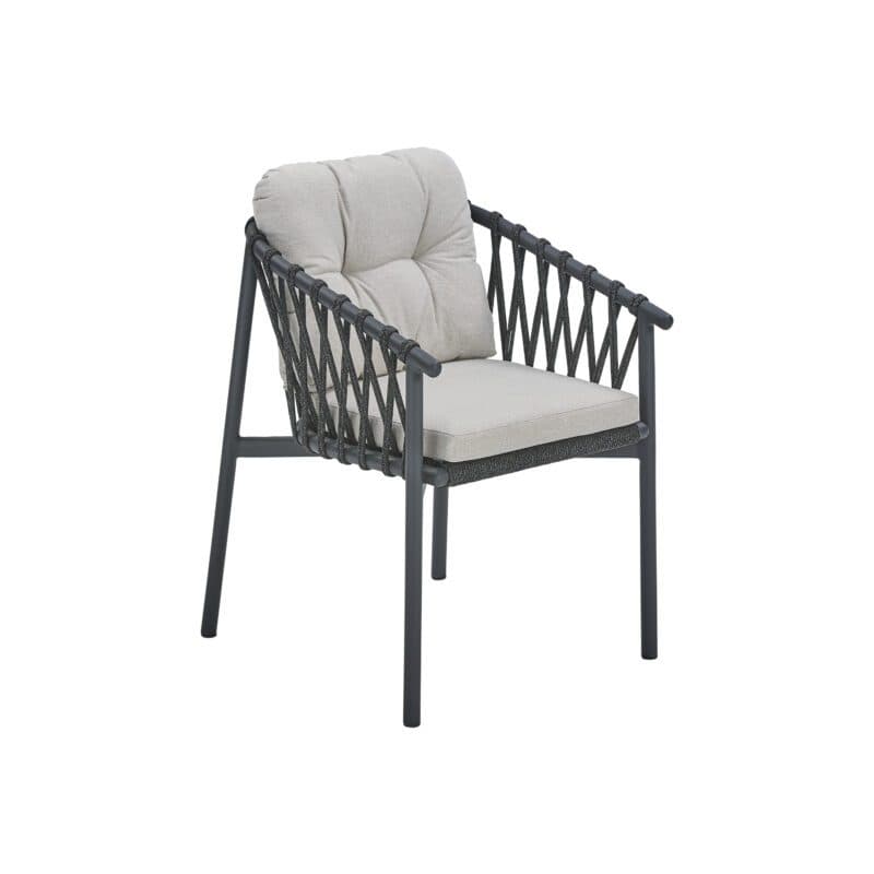 CASA DOMA "Lucca" Diningsessel, Aluminium anthrazit, Rope anthrazit, Bezug beige