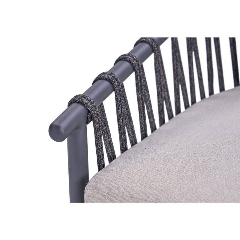 CASA DOMA "Lucca" Diningsessel, Aluminium anthrazit, Rope anthrazit, Bezug beige