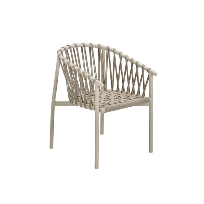 CASA DOMA "Lucca" Diningsessel, Aluminium cream, Rope fossil, Bezug braun-beige