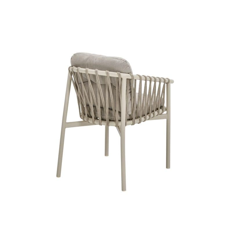 CASA DOMA "Lucca" Diningsessel, Aluminium cream, Rope fossil, Bezug braun-beige