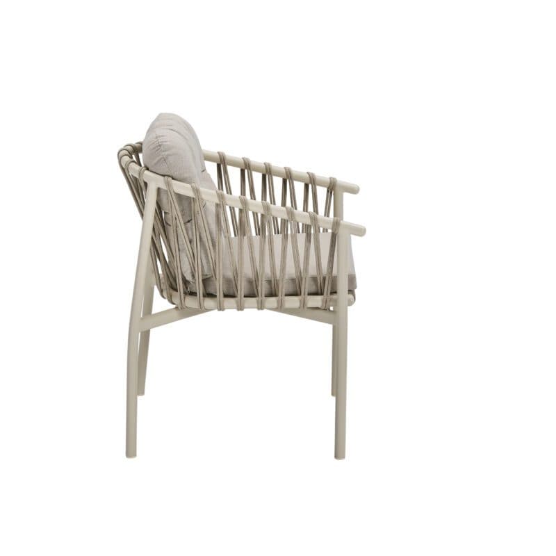 CASA DOMA "Lucca" Diningsessel, Aluminium cream, Rope fossil, Bezug braun-beige