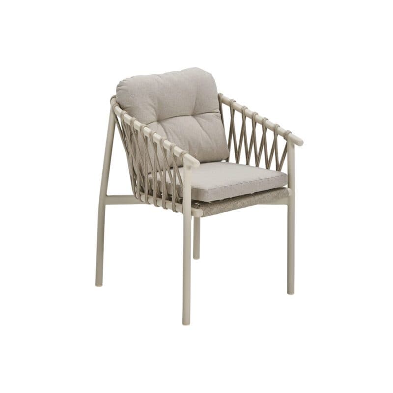 CASA DOMA "Lucca" Diningsessel, Aluminium cream, Rope fossil, Bezug braun-beige