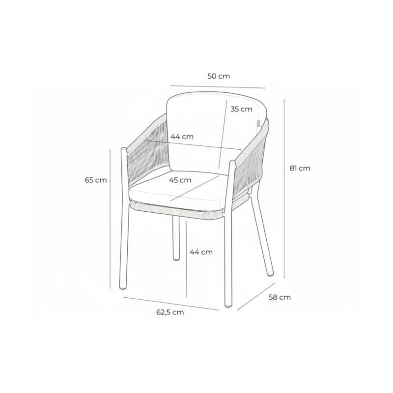Hartman "Altea" Diningsessel, Maßangaben
