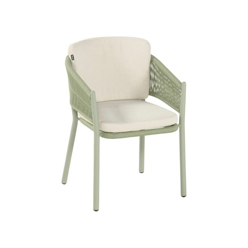 Hartman "Altea" Diningsessel, Gestell Aluminium soft green, Rope-Bespannung soft green, Weatherready® Kissen beige