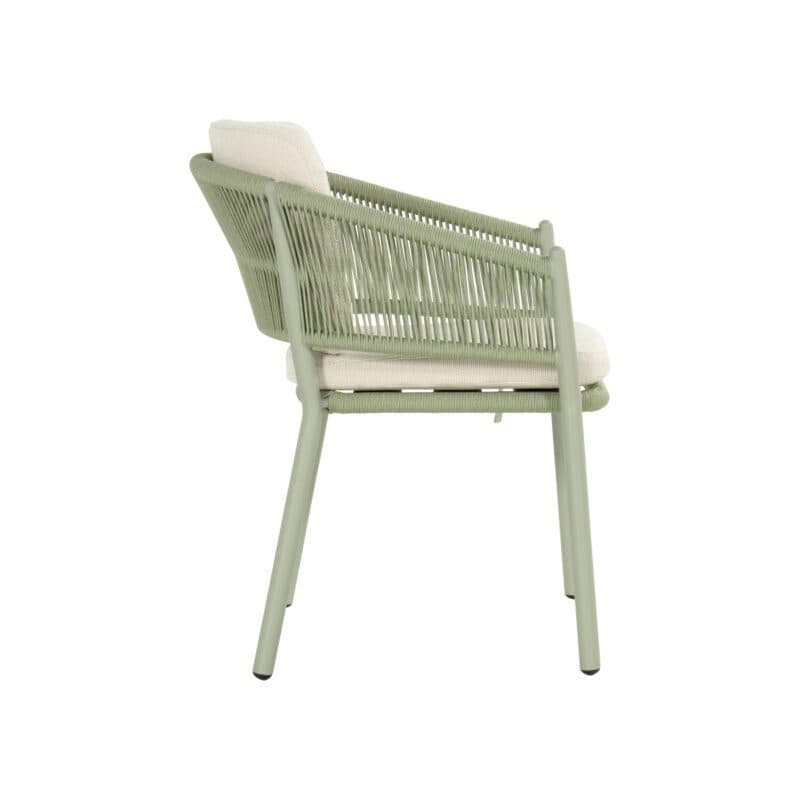 Hartman "Altea" Diningsessel, Gestell Aluminium soft green, Rope-Bespannung soft green, Weatherready® Kissen beige