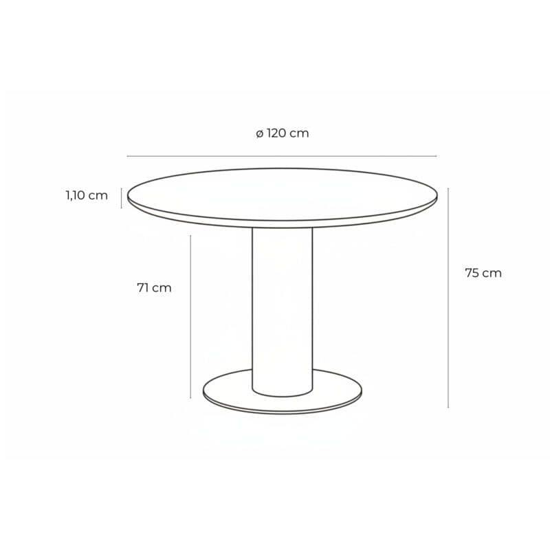 Hartman "Girona" Gartentisch Ø 120 cm, Maßangaben