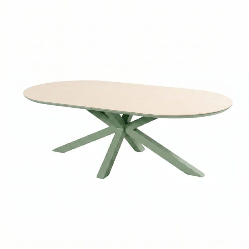 Hartman "Granada" Gartentisch 220×120 cm, Gestell Aluminium soft green, Tischplatte Keramik beige