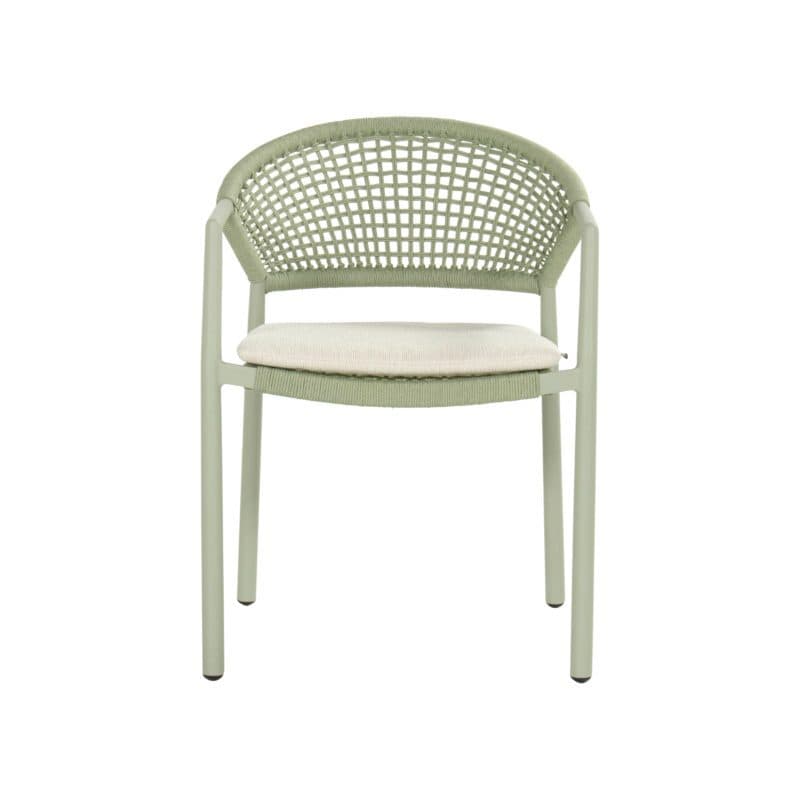 Hartman "Taragona" Stapelstuhl, Gestell Aluminium soft green, Rope-Bespannung soft green, Weatherready® Kissen beige