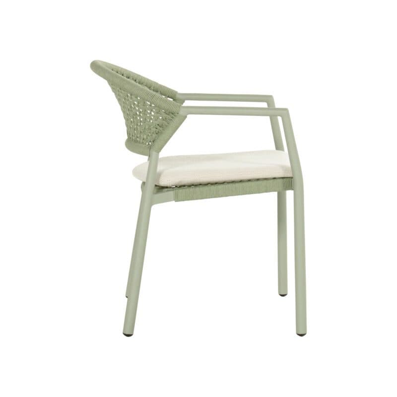 Hartman "Taragona" Stapelstuhl, Gestell Aluminium soft green, Rope-Bespannung soft green, Weatherready® Kissen beige