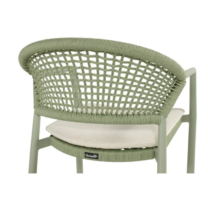 Hartman "Taragona" Stapelstuhl, Gestell Aluminium soft green, Rope-Bespannung soft green, Weatherready® Kissen beige