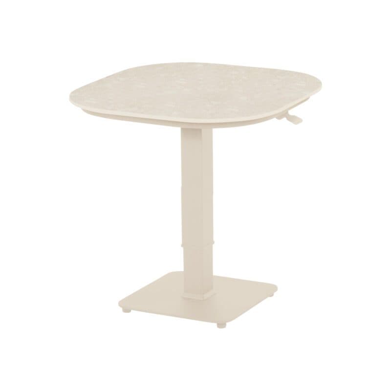 Hartman "Tubb" Bistro Lift-Tisch 70×70 cm, Gestell Aluminium sand, Tischplatte Keramik beige