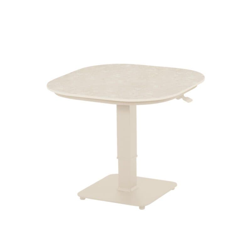 Hartman "Tubb" Bistro Lift-Tisch 70×70 cm, Gestell Aluminium sand, Tischplatte Keramik beige