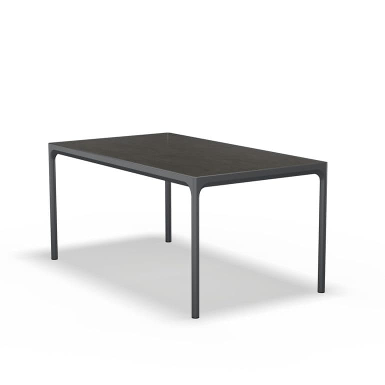Houe "Four" Gartentisch, Aluminium dunkelgrau, Keramiktischplatte anthrazit, 160x90 cm