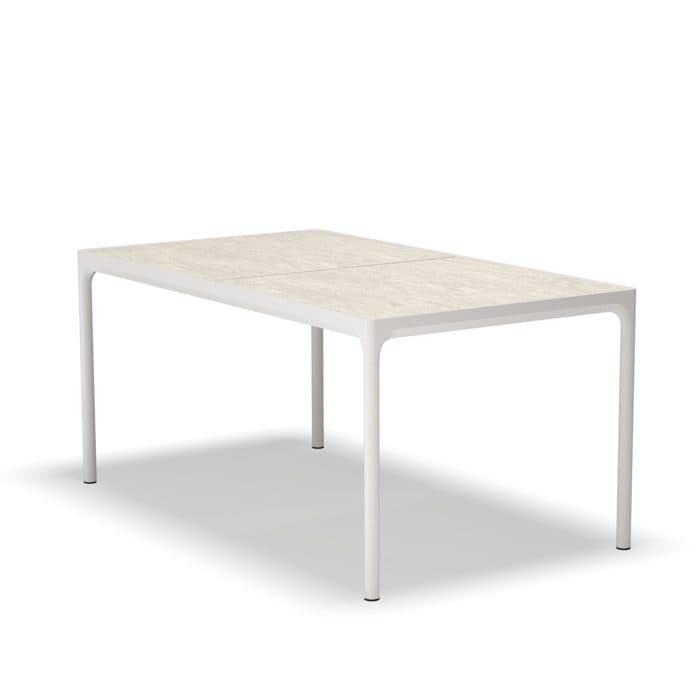 Houe "Four" Gartentisch, Aluminium weiß, Keramiktischplatte beige, 160x90 cm