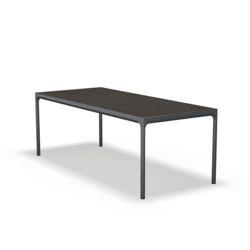 Houe "Four" Gartentisch, Aluminium dunkelgrau, Keramiktischplatte anthrazit, 210x90 cm