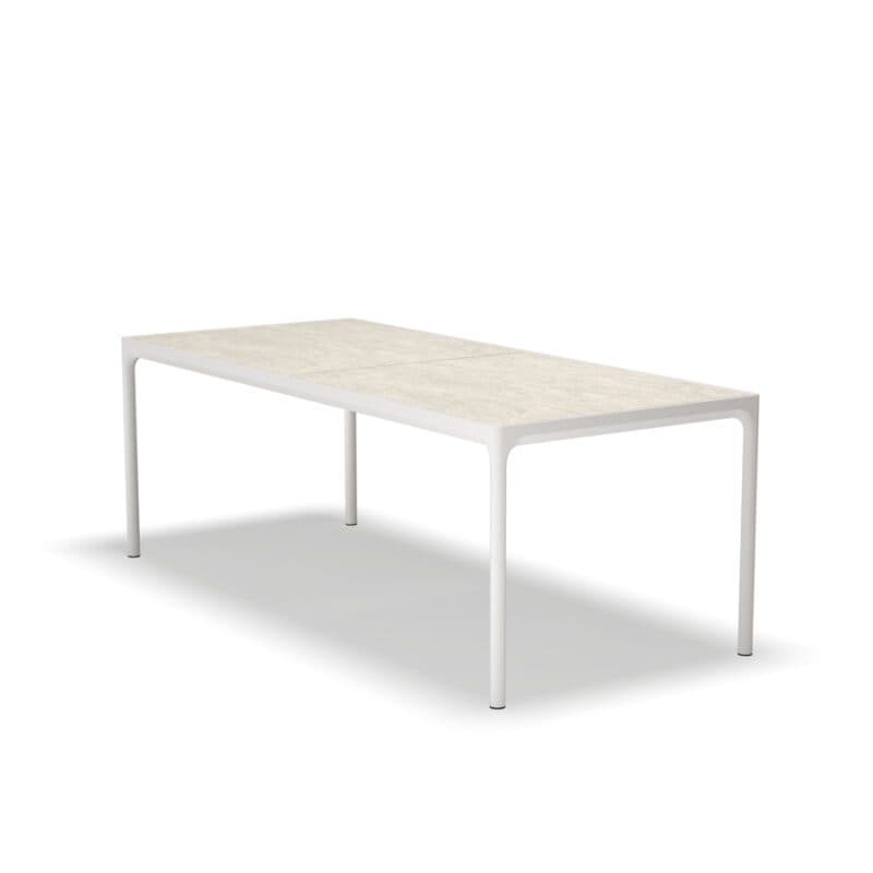 Houe "Four" Gartentisch, Aluminium weiß, Keramiktischplatte beige, 210x90 cm