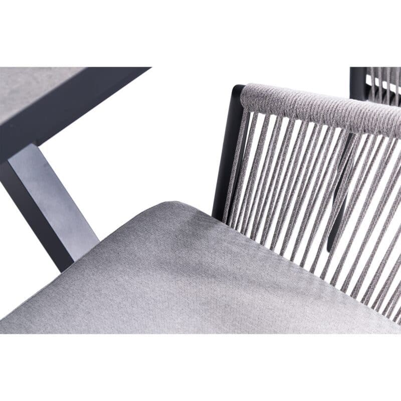 Liadomo "Latina" Stapelsessel, Gestell Aluminium, Sitzschale Rope light grey, Sitz- und Rückenkissen Polyester light grey