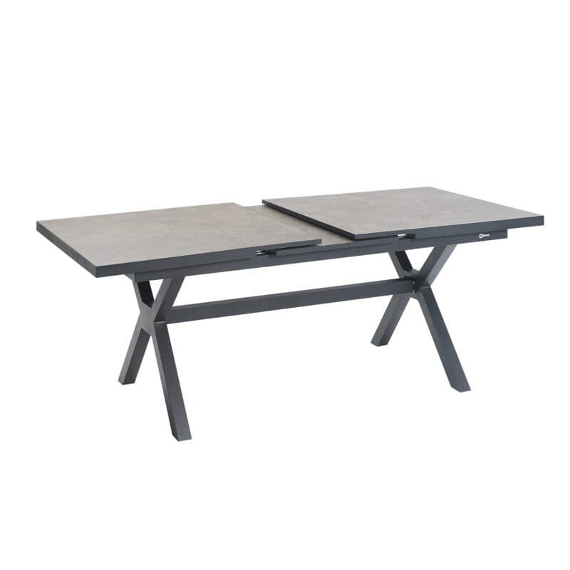 Liadomo "Benevento" Ausziehtisch 200/260x100 cm, Gestell Aluminium anthrazit, Tischplatte Sinterstein dunkelgrau