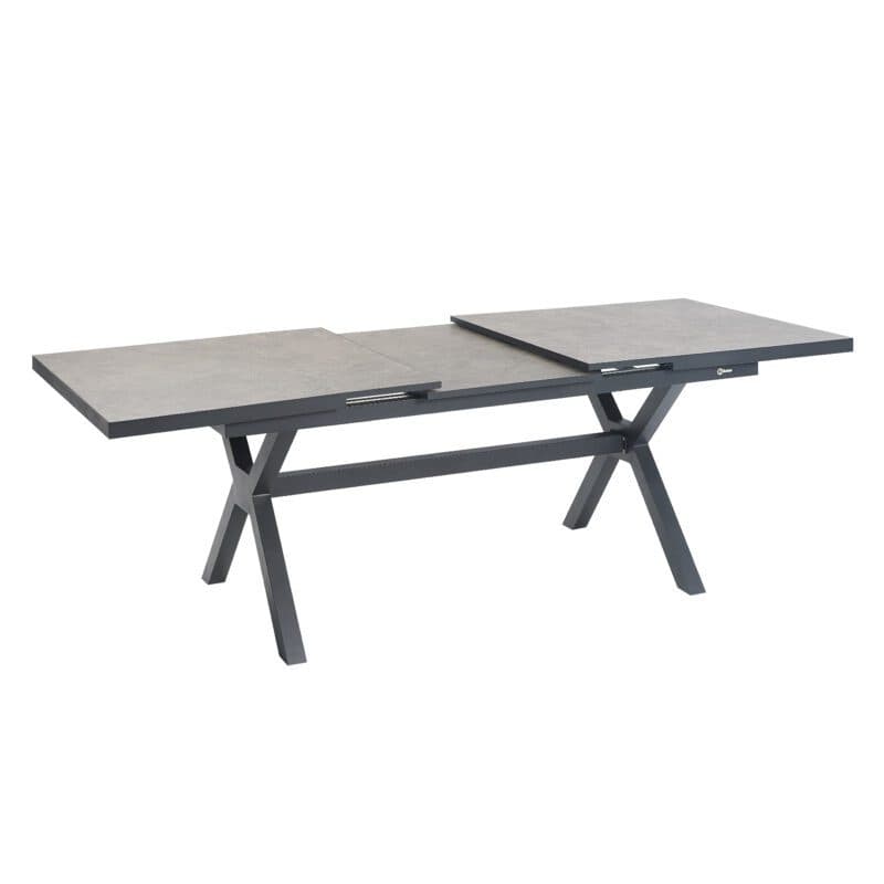 Liadomo "Benevento" Ausziehtisch 200/260x100 cm, Gestell Aluminium anthrazit, Tischplatte Sinterstein dunkelgrau