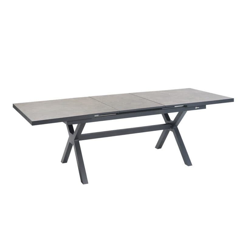 Liadomo "Benevento" Ausziehtisch 200/260x100 cm, Gestell Aluminium anthrazit, Tischplatte Sinterstein dunkelgrau