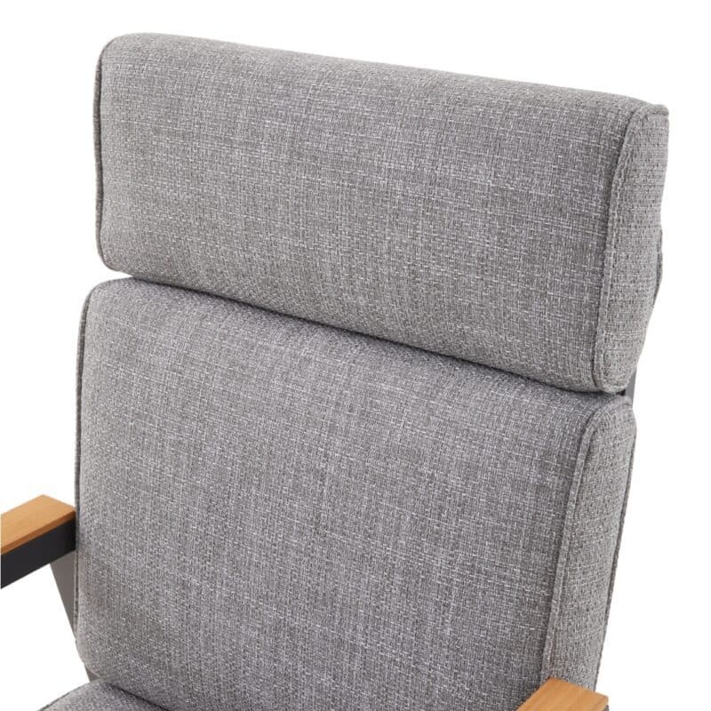 Liadomo "Celano" Diningsessel, Aluminium anthrazit, Polster Olefin grau, Stuhlbespannung Textilen, Armlehnen Teak