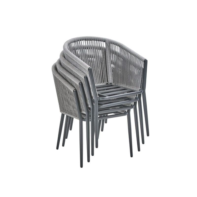 Liadomo "Latina" Stapelsessel, Gestell Aluminium, Sitzschale Rope light grey, Sitz- und Rückenkissen Polyester light grey, Stapelfunktion