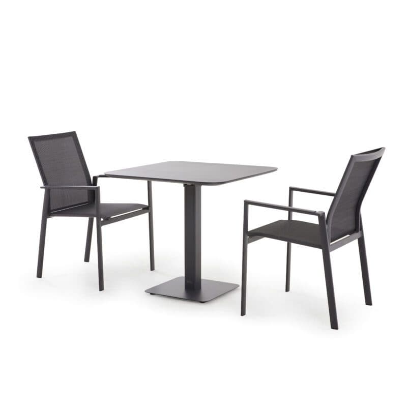 Liadomo "Limbadi/Torano" Gartenmöbel-Set 3-tlg., Gestelle Aluminium anthrazit, Sitz Textilene, Tischplatte Aluminium 80x80 cm