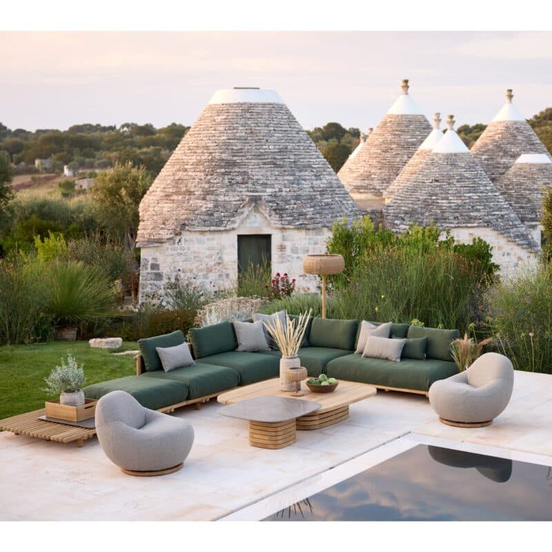 Cane-line "Gem" Loungesessel mit Teak-Drehfuß, Bezug Rise light brown