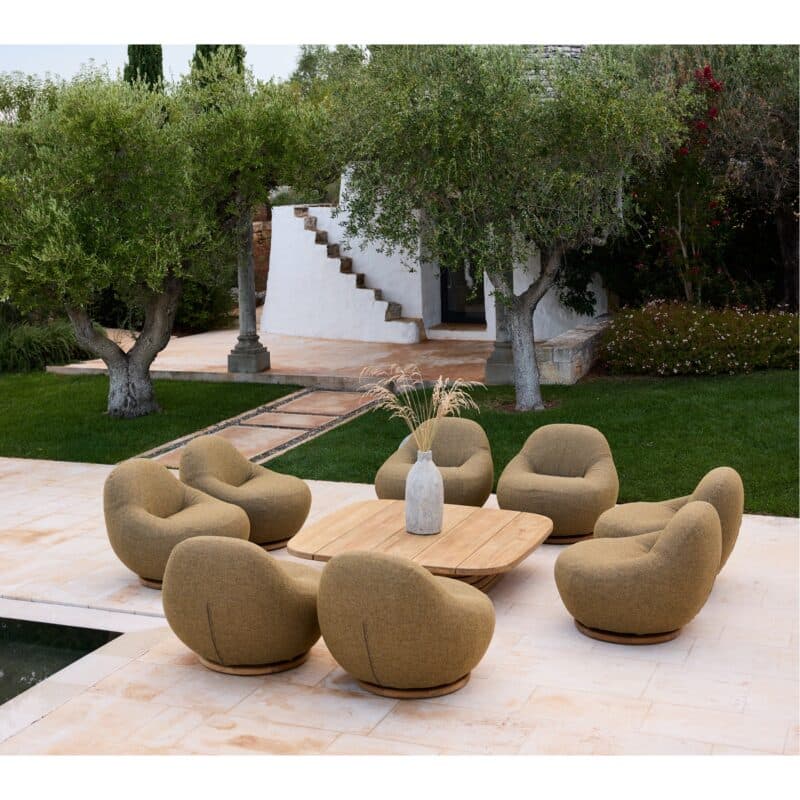 Cane-line "Gem" Loungesessel mit Teak-Drehfuß, Bezug Rise turmeric yellow