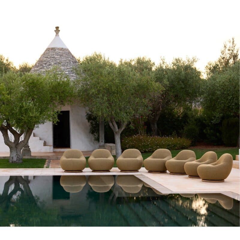 Cane-line "Gem" Loungesessel mit Teak-Drehfuß, Bezug Rise turmeric yellow