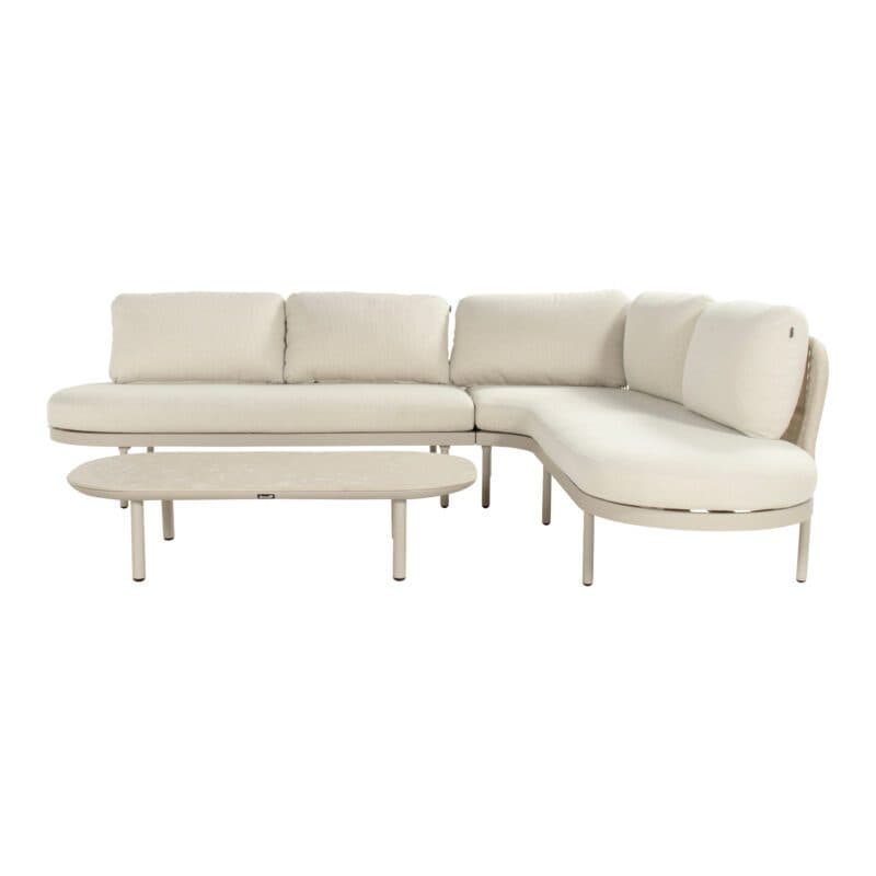 Hartman "Bilboa" Loungeset, Gestelle Aluminium sand, Rope-Bespannung sand, Kissen Weatherready® beige, Tischplatte Keramik beige