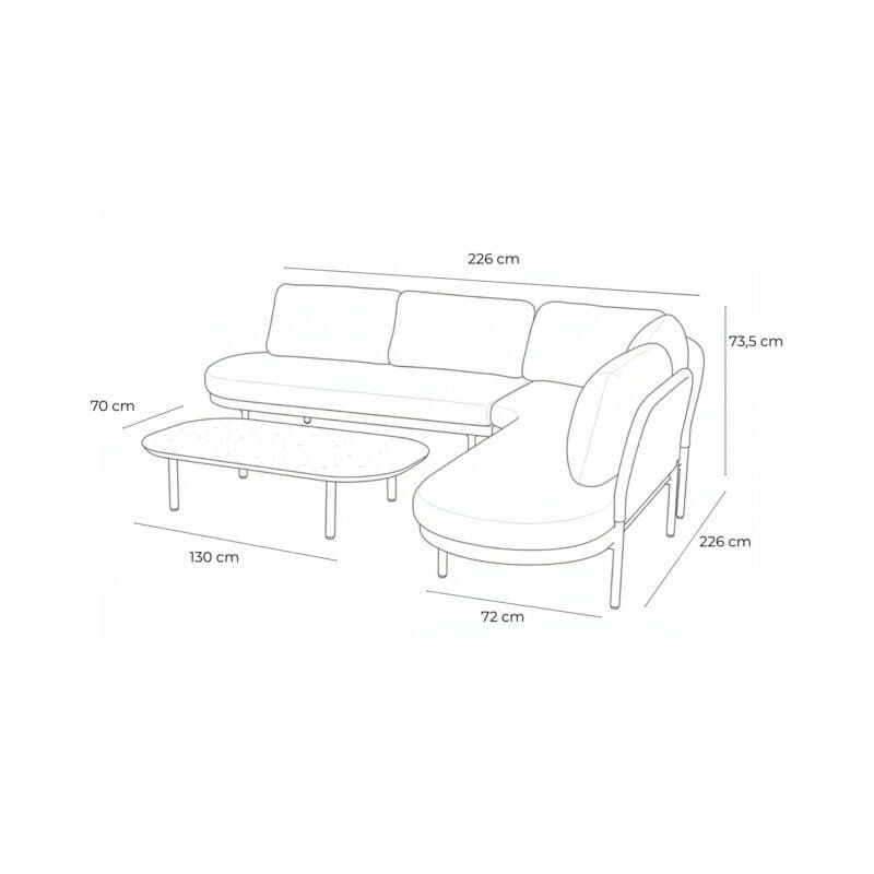 Hartman "Bilboa" Loungeset, Maßangaben