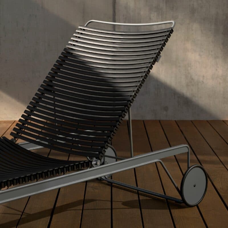 Houe "Click" Sonnenliege, Stahlgestell grau, Kunststoff-Lamellen schwarz