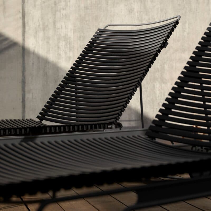 Houe "Click" Sonnenliege, Stahlgestell grau, Kunststoff-Lamellen schwarz