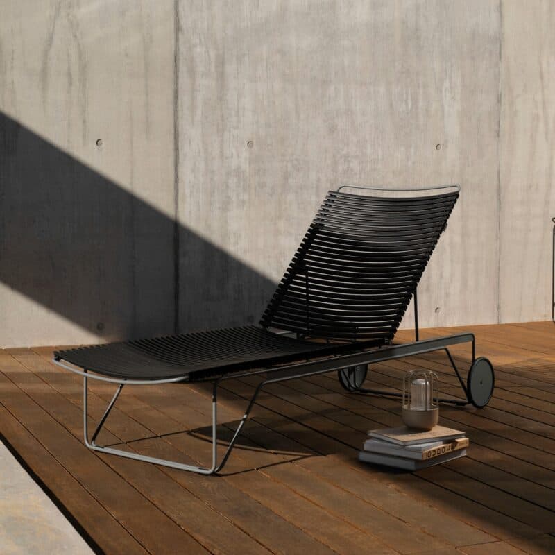 Houe "Click" Sonnenliege, Stahlgestell grau, Kunststoff-Lamellen schwarz