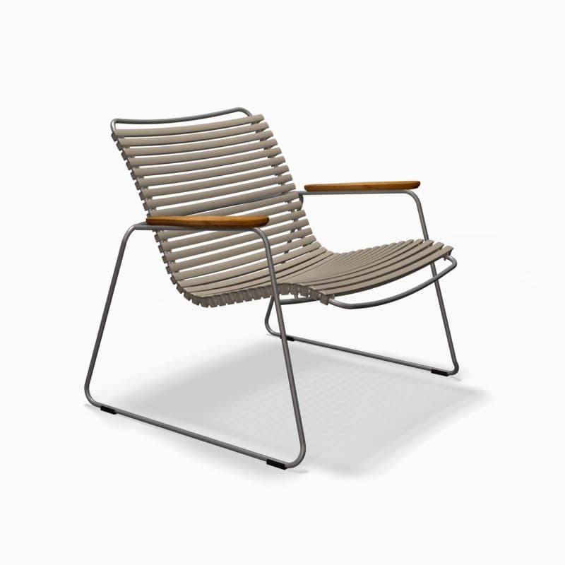 Houe "Click Roomy" Loungesessel, Stahlgestell grau, Kunststoff-Lamellen beige