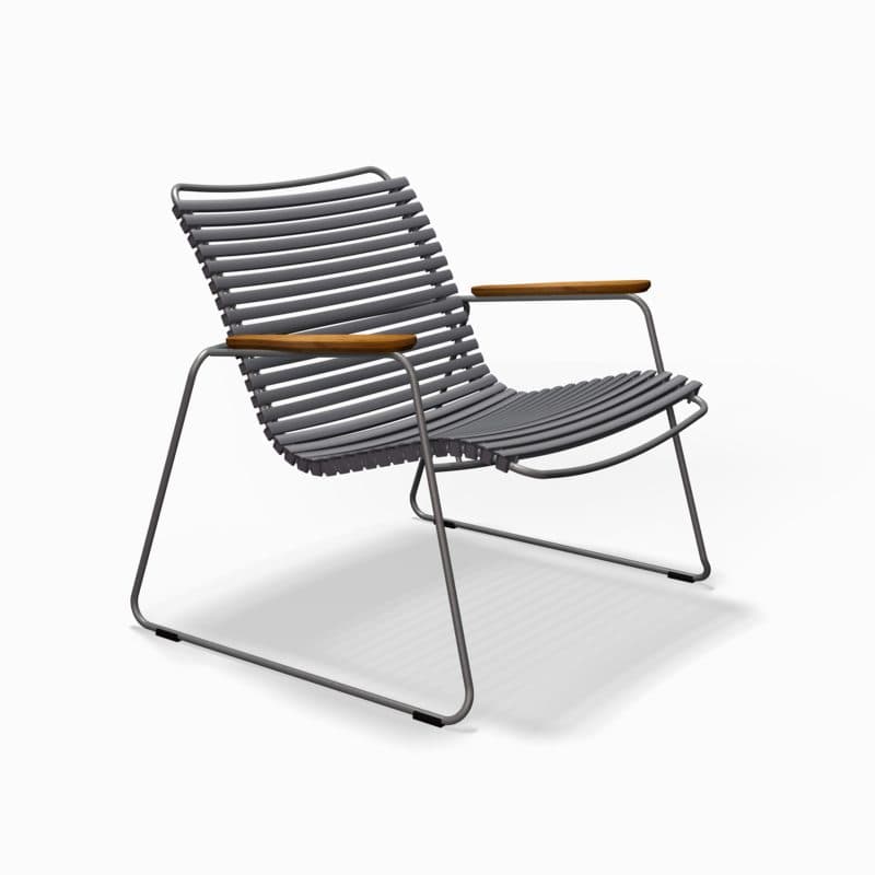 Houe "Click Roomy" Loungesessel, Stahlgestell grau, Kunststoff-Lamellen dunkelgrau