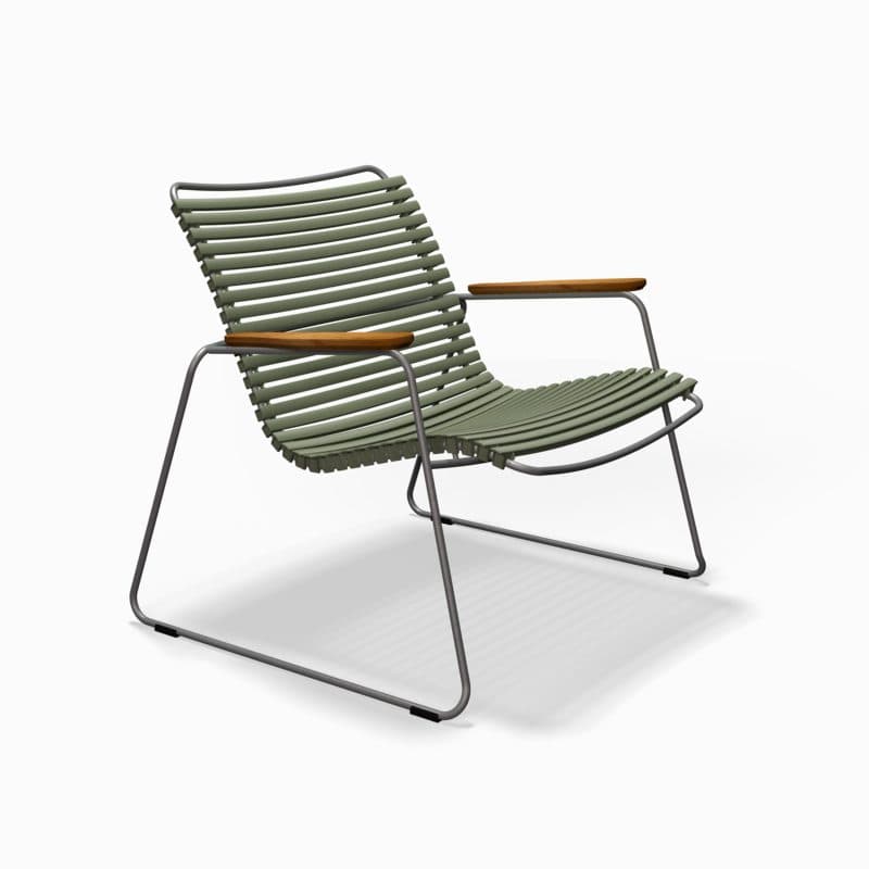 Houe "Click Roomy" Loungesessel, Stahlgestell grau, Kunststoff-Lamellen olivgrün