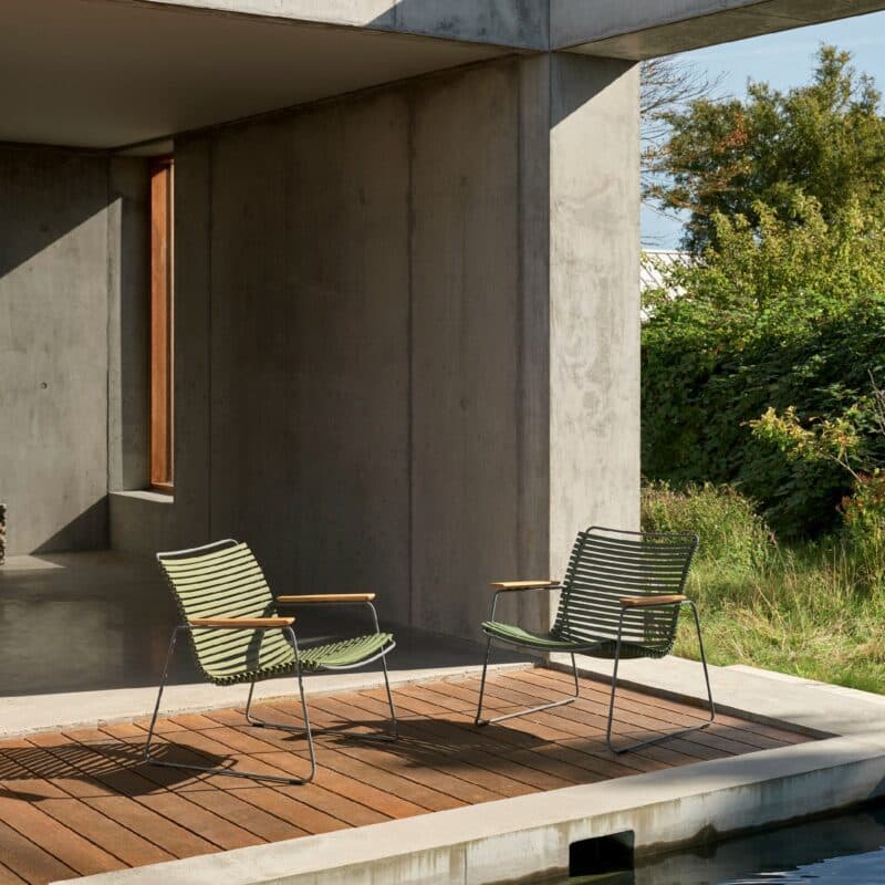 Houe "Click Roomy" Loungesessel, Stahlgestell grau, Kunststoff-Lamellen olivgrün