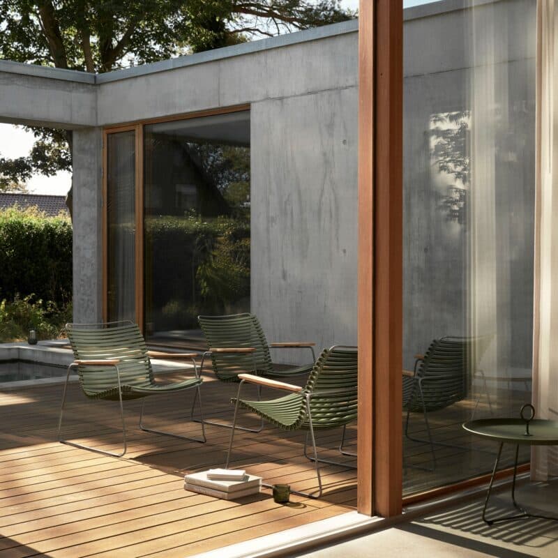 Houe "Click Roomy" Loungesessel, Stahlgestell grau, Kunststoff-Lamellen olivgrün