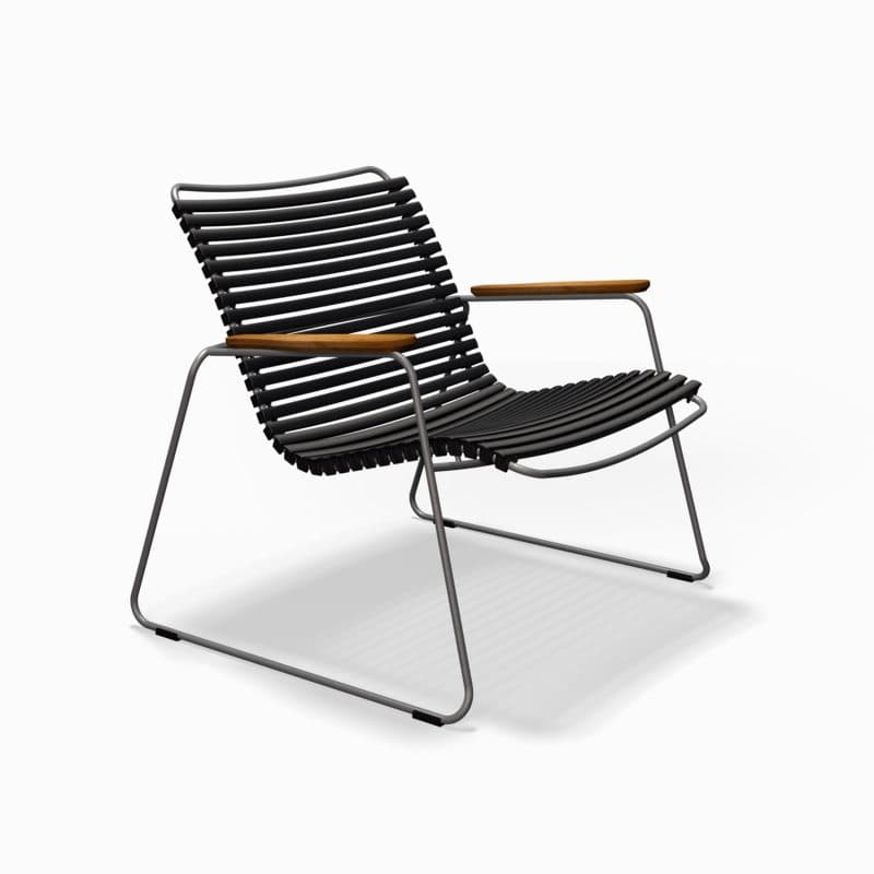 Houe "Click Roomy" Loungesessel, Stahlgestell grau, Kunststoff-Lamellen schwarz