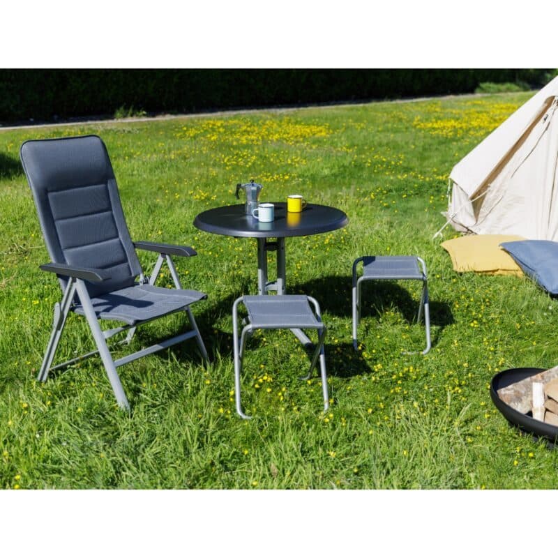 Kettler "Slight" Verstellsessel mit Klapphocker, Aluminium silber, Textilgewebe grau