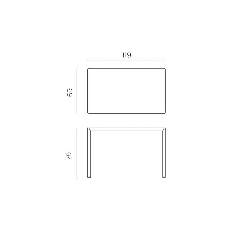 NARDI "Piave" Tisch 120x70 cm - Maßzeichnung
