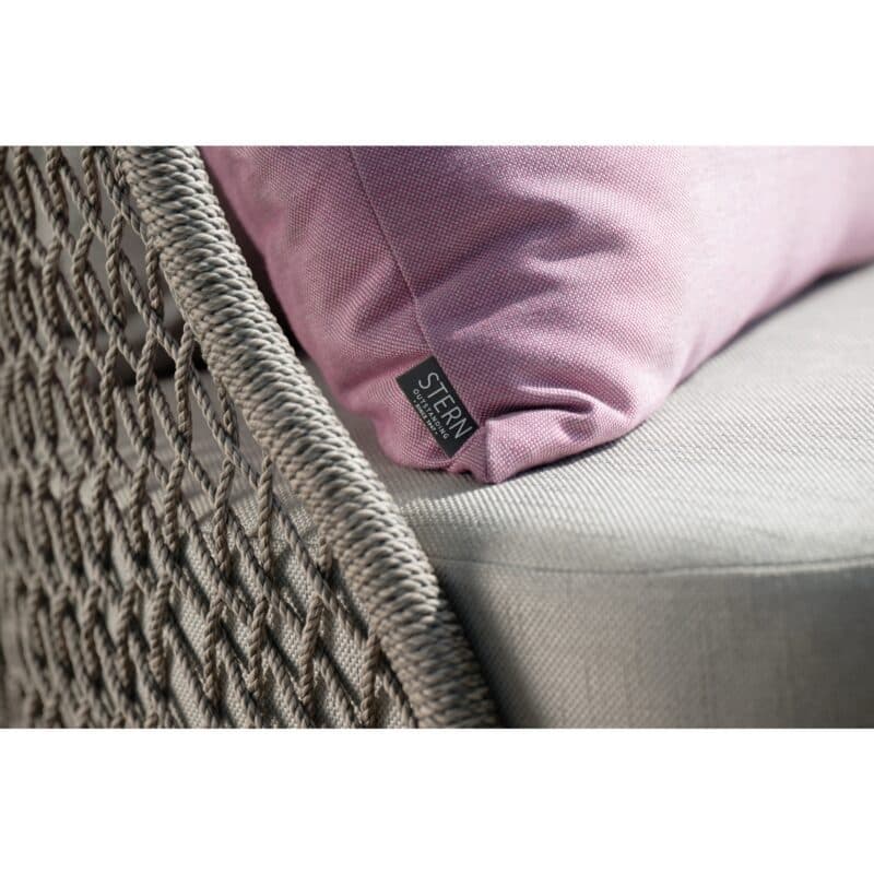 Stern "Odea" 3-Sitzer Loungesofa, Gestell Aluminium schwarz matt, Rope salt, Kissen cream