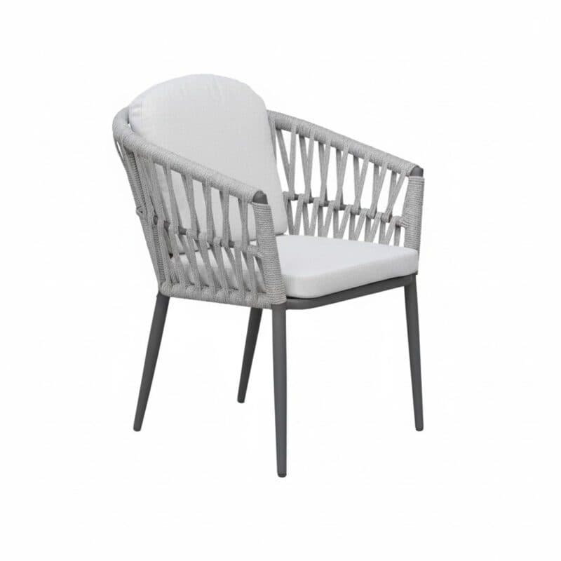 Liadomo "Lenola" Stapelsessel, Gestell Aluminium anthrazit, Sitzschale Rope light grey, Sitz- und Rückenkissen Polyester light grey