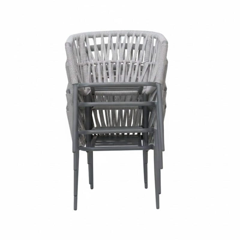 Liadomo "Lenola" Stapelsessel, Gestell Aluminium anthrazit, Sitzschale Rope light grey, Sitz- und Rückenkissen Polyester light grey