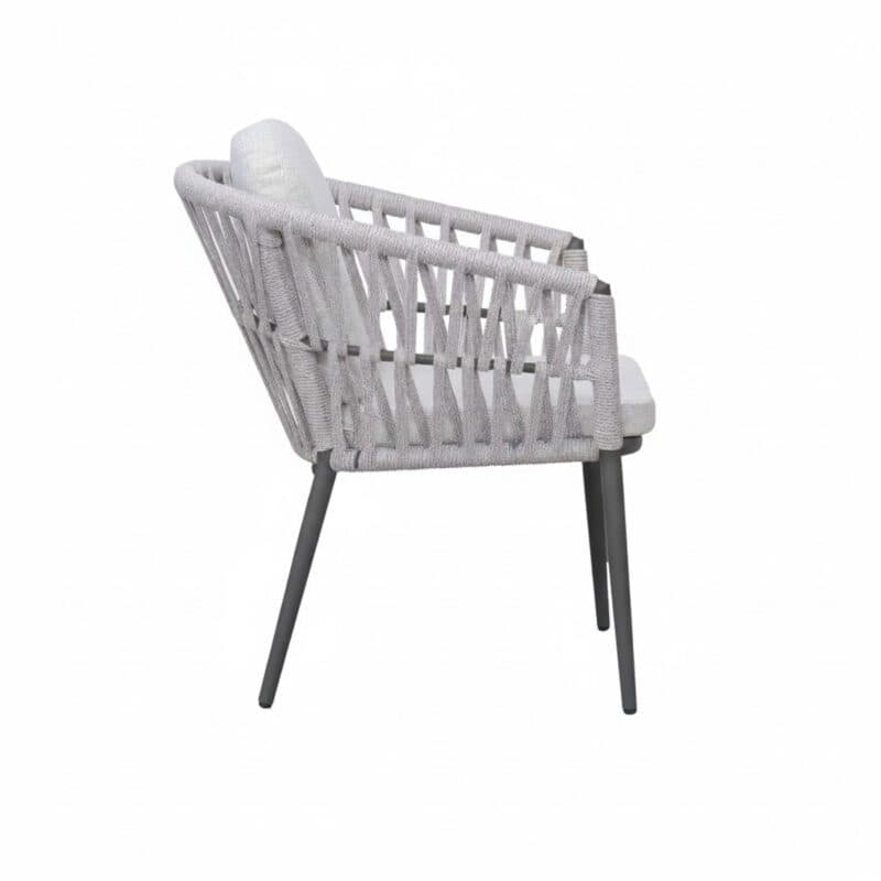 Liadomo "Lenola" Stapelsessel, Gestell Aluminium anthrazit, Sitzschale Rope light grey, Sitz- und Rückenkissen Polyester light grey