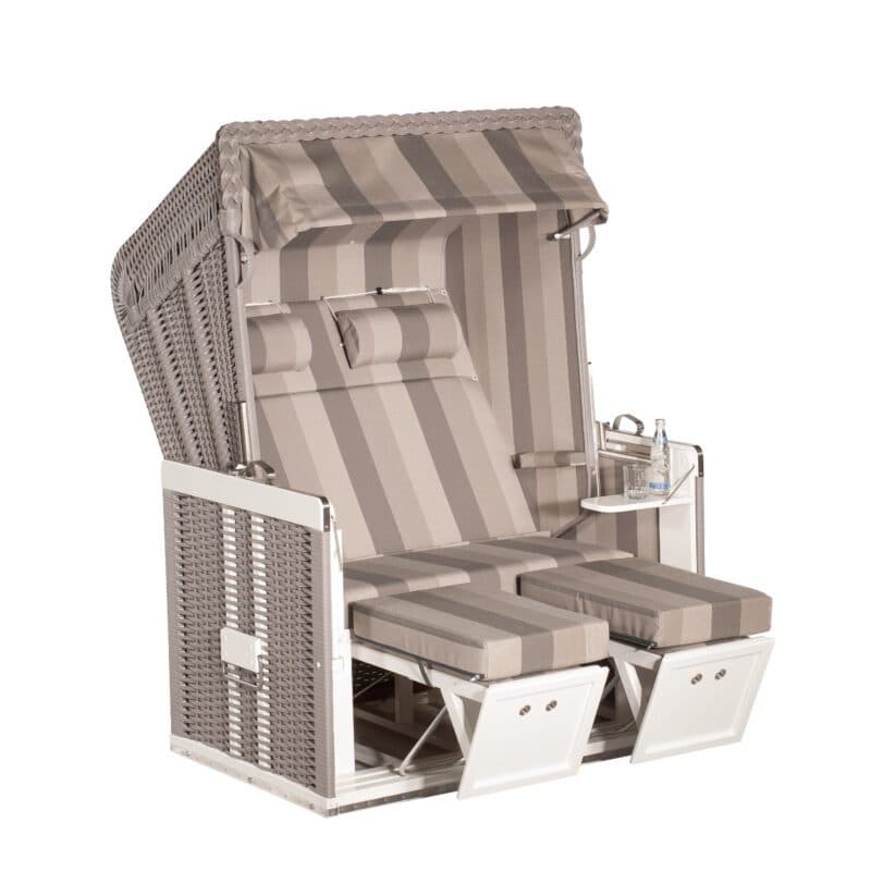 Sonnenpartner Strandkorb "Konsul", 2-Sitzer, Polyrattan taupe, Markisenstoff Dessin 123