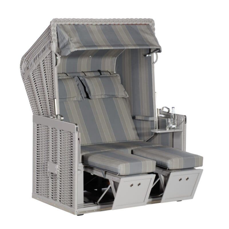 Sonnenpartner Strandkorb "Konsul", 2-Sitzer, Polyrattan taupe, Stoff-Dessin 199