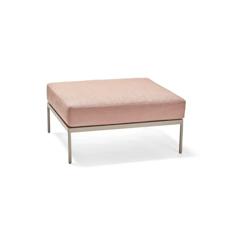 Stern "Coco" Loungehocker, Gestell Aluminium greige, Sitzfläche Textilgewebe sesam, Kissen Polyacryl lychee